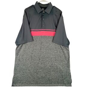 FootJoy Golf Polo Shirt Mens XL Grey Pink Colorblock Performance ProDry Short